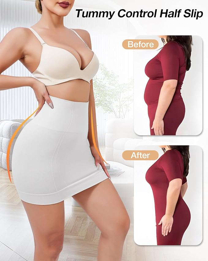 White-half Slip With Non Slip Strip