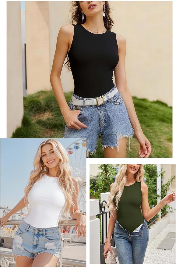 Black White Green Crew Neck Sleeveless