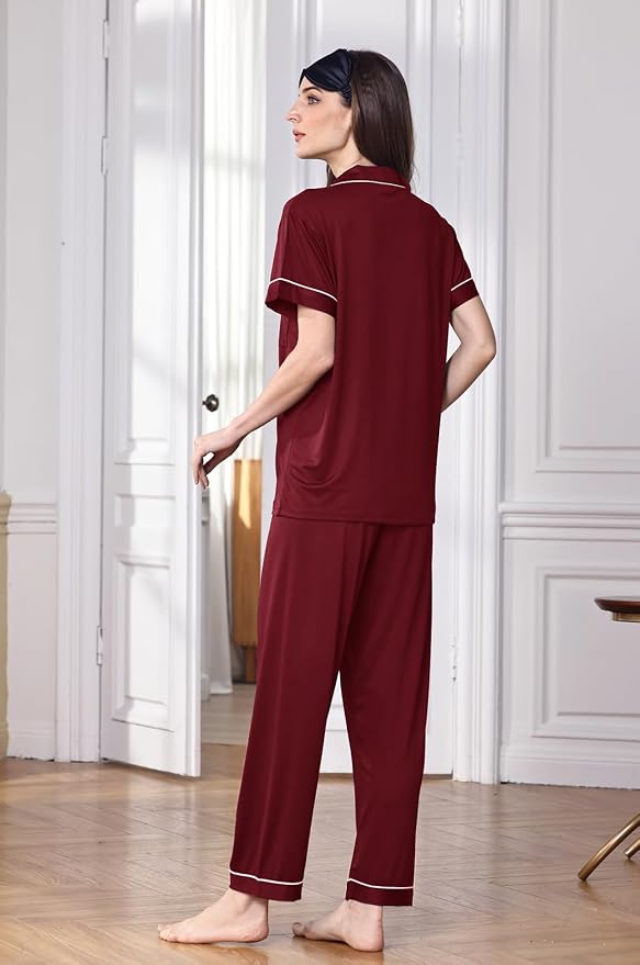Burgundy With White Color Piping