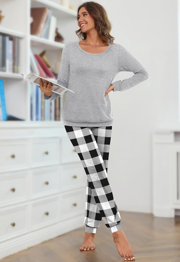 Grey+black White Plaid