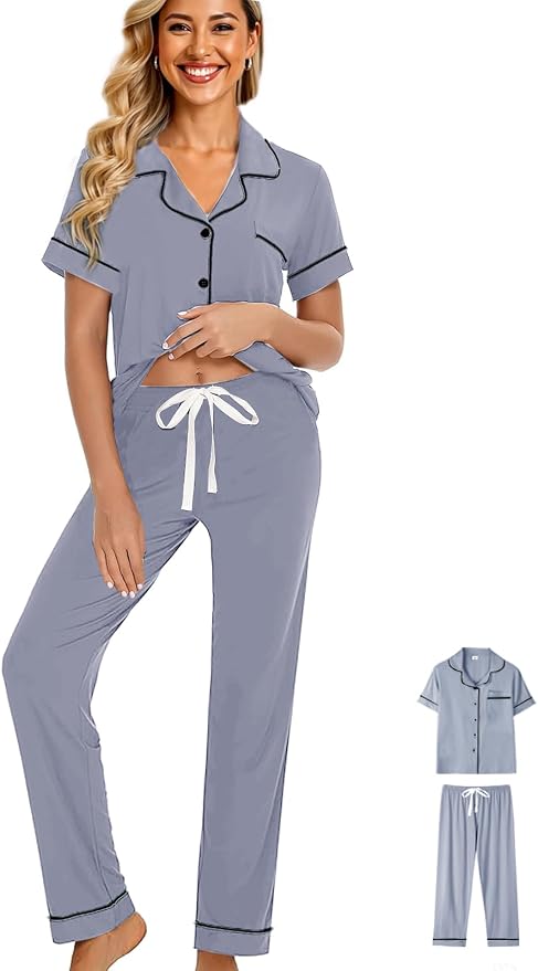 Dusty Blue With Black Color Piping