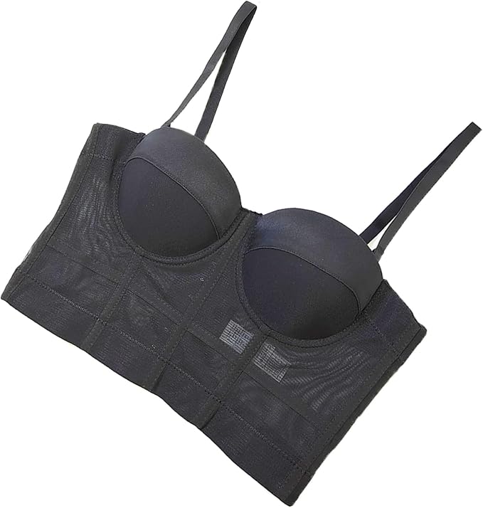 Mesh Breath Crop Top Black