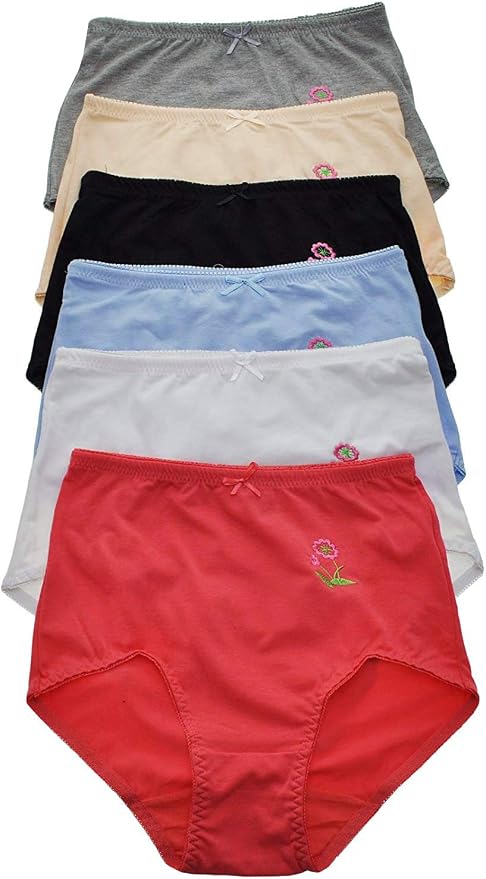 6 Pack: Full Coverage Panties W/ Wild Flower Design