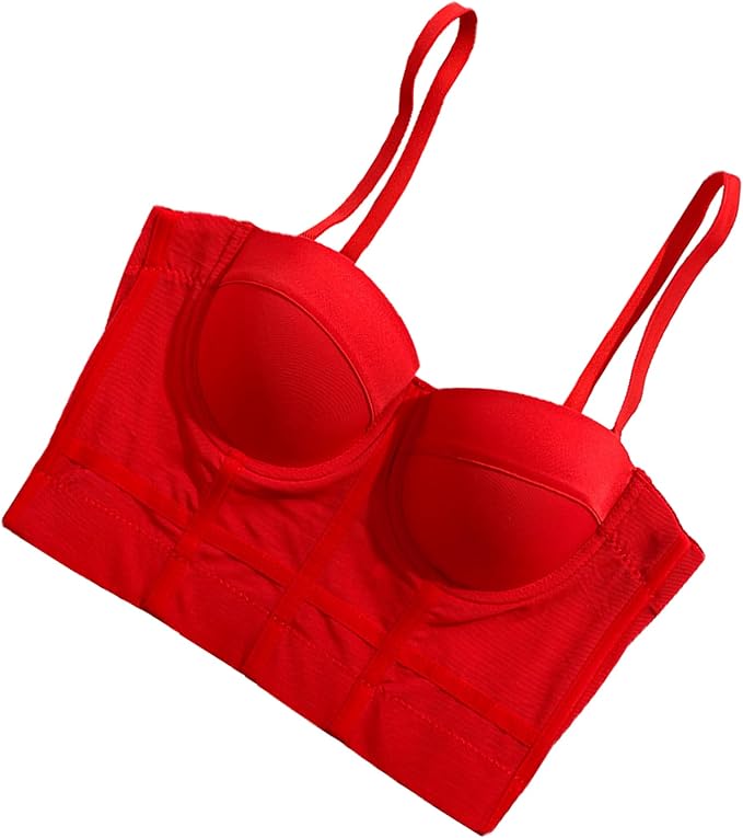 Mesh Breath Crop Top Red