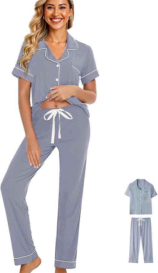 Dusty Blue With White Color Piping