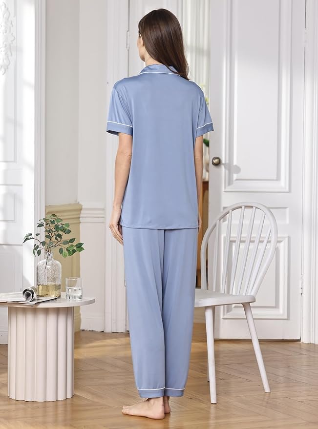 Dusty Blue With White Color Piping