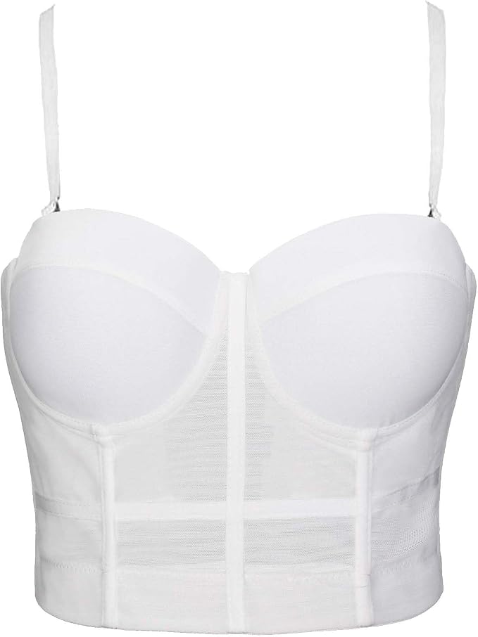 Mesh Breath Crop Top White