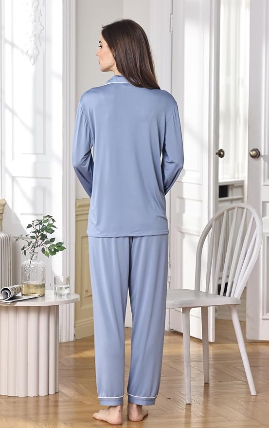 Dusty Blue With White Color Piping