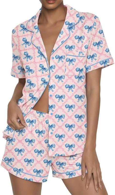 Light Pink Blue Bow
