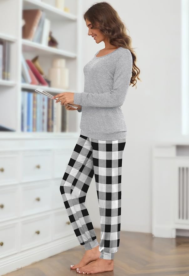 Grey+black White Plaid