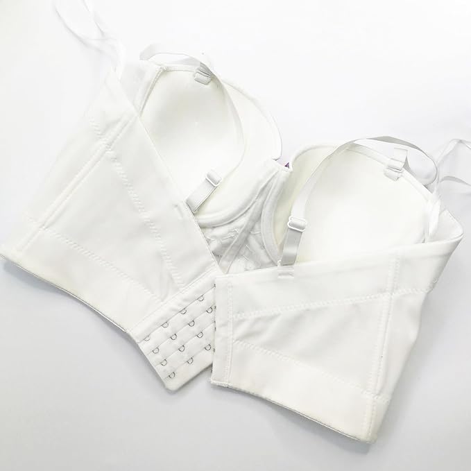 Rhinestone Bead Crop Top White