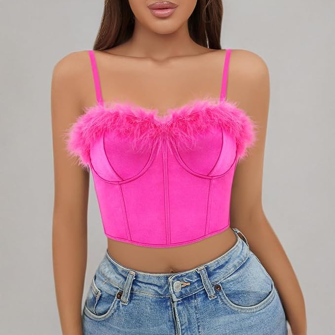 Feather Trim Rose Red
