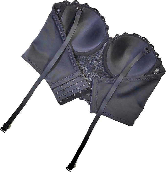 Lace Mesh Rhinestone Bustier Black