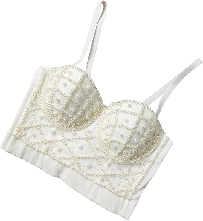 Pearls Beaded Bustier Corset White