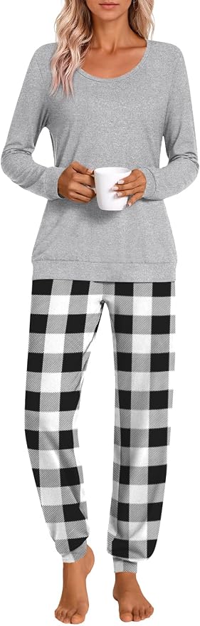 Grey+black White Plaid