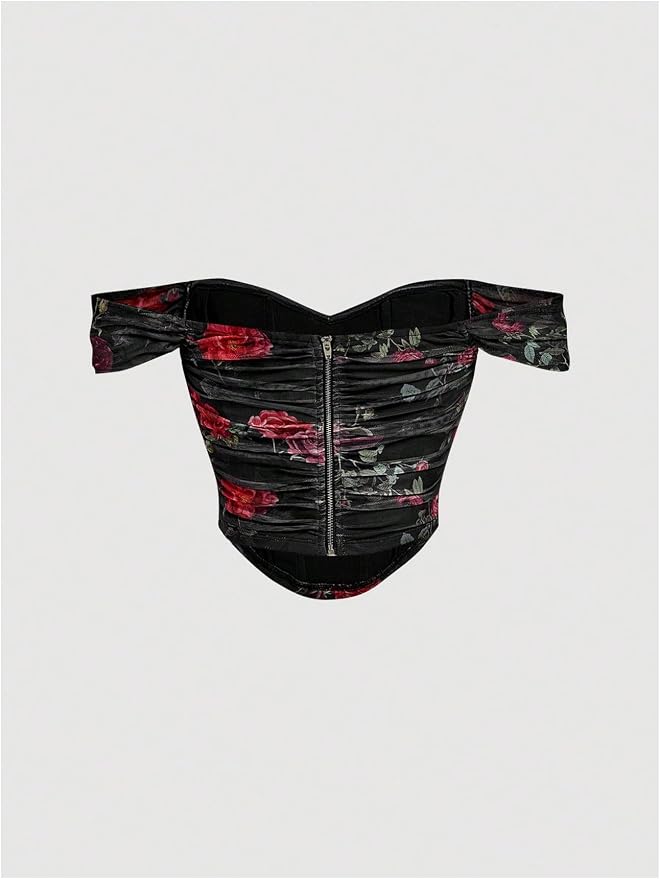 Black Red Floral