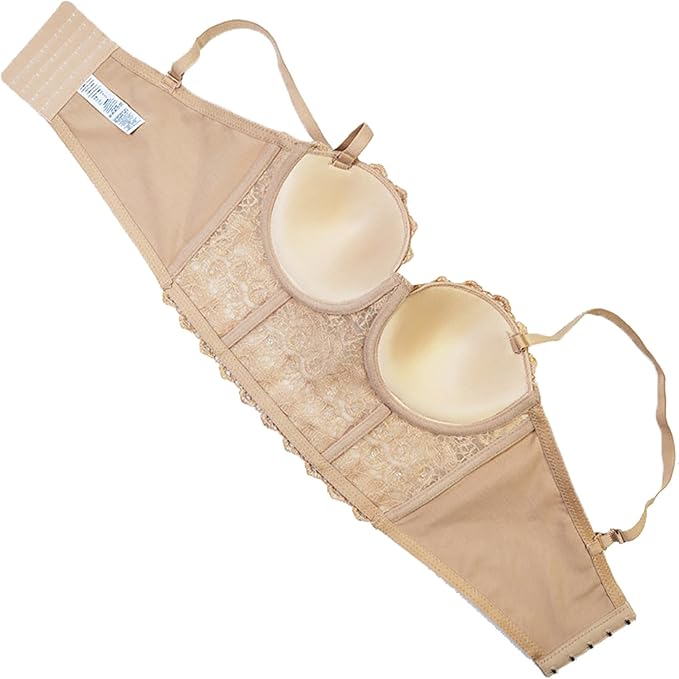 Lace Mesh Rhinestone Bustier Beige