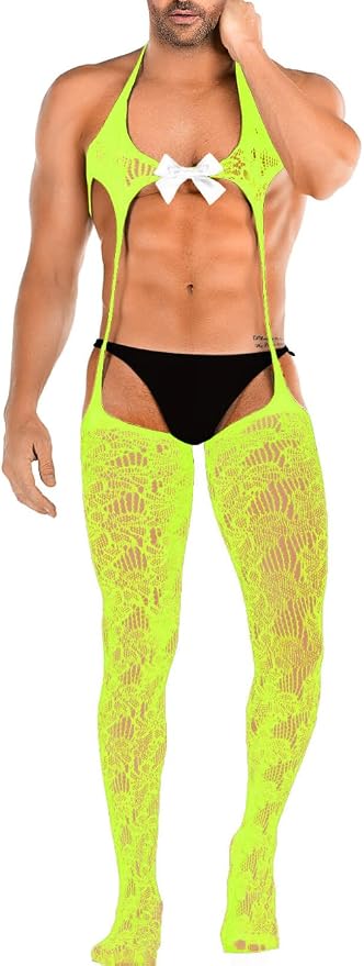 Neon Green&white Bow