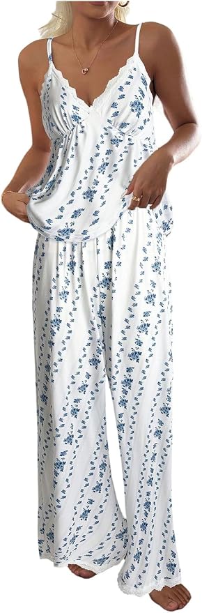 White Blue Floral