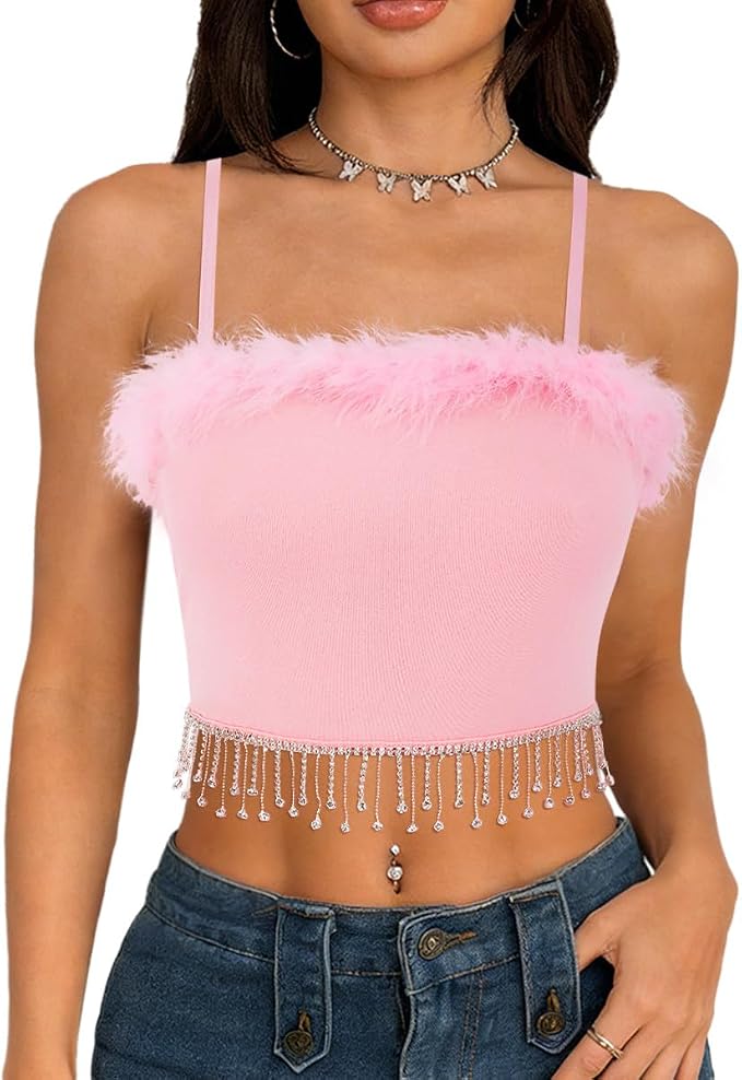 Rhinestone Tassel Pink