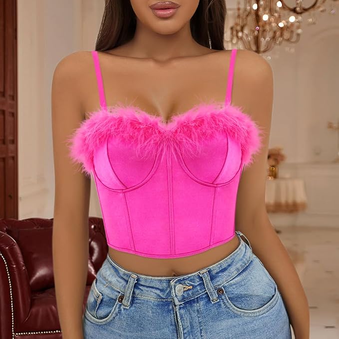 Feather Trim Rose Red