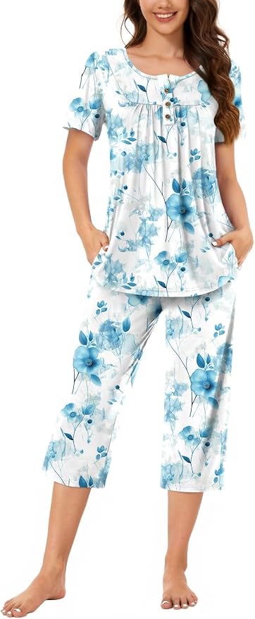 Floral Aqua Blue-beige