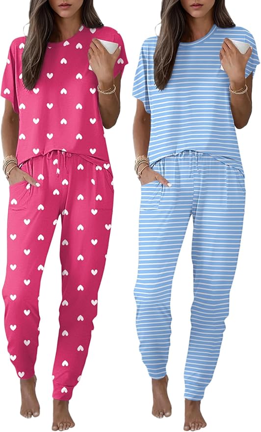 Pink Heart/Blue Stripes