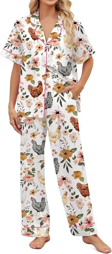Farm Floral Chickens