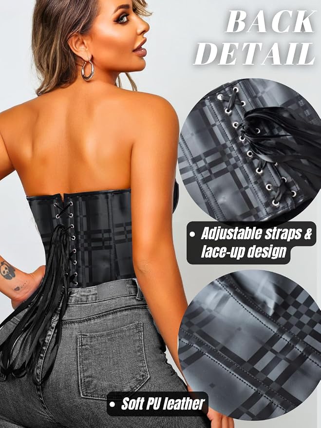 Black Plaid Leather