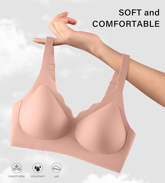 Brown,pink,beige-scalloped 3pack