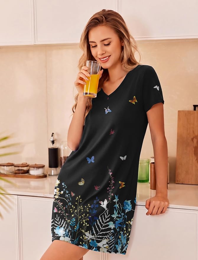 Navy Blue+butterfly Print
