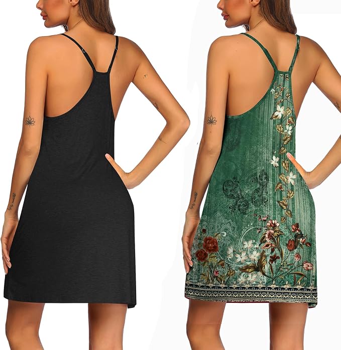 2 Pack Black & Green Floral