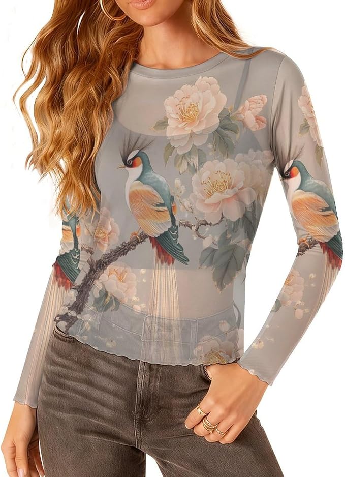 Khaki Bird Print