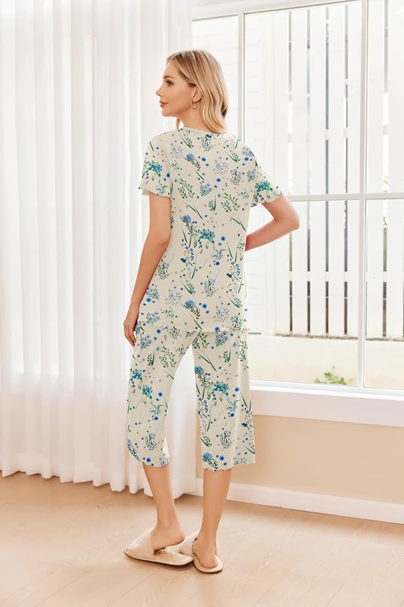 Blue Flower/Yellow Floral