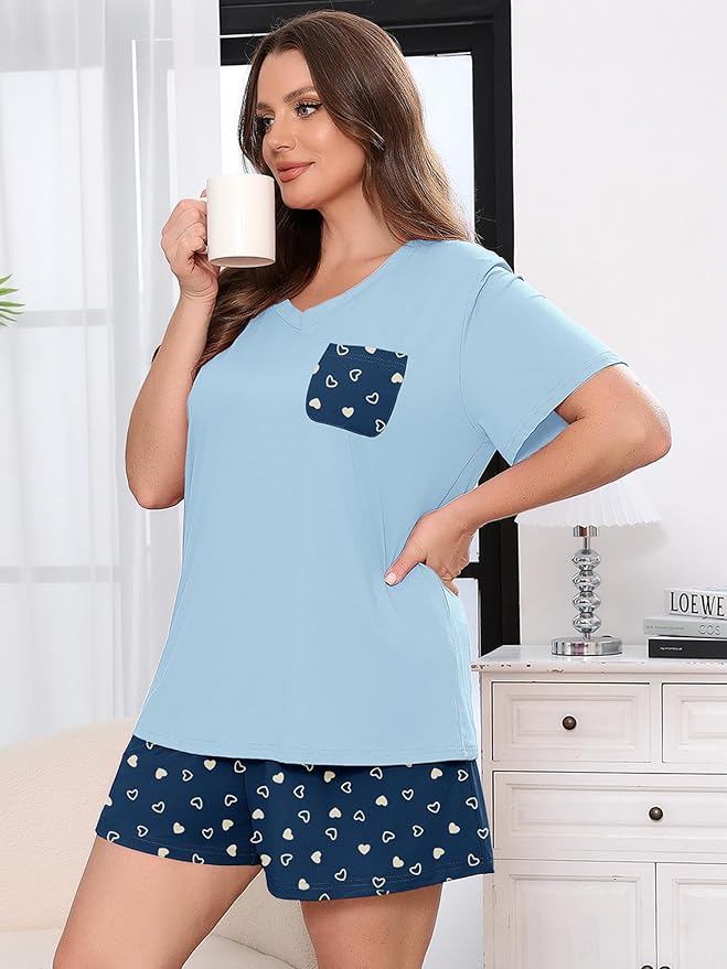 Navy Blue Heart Print