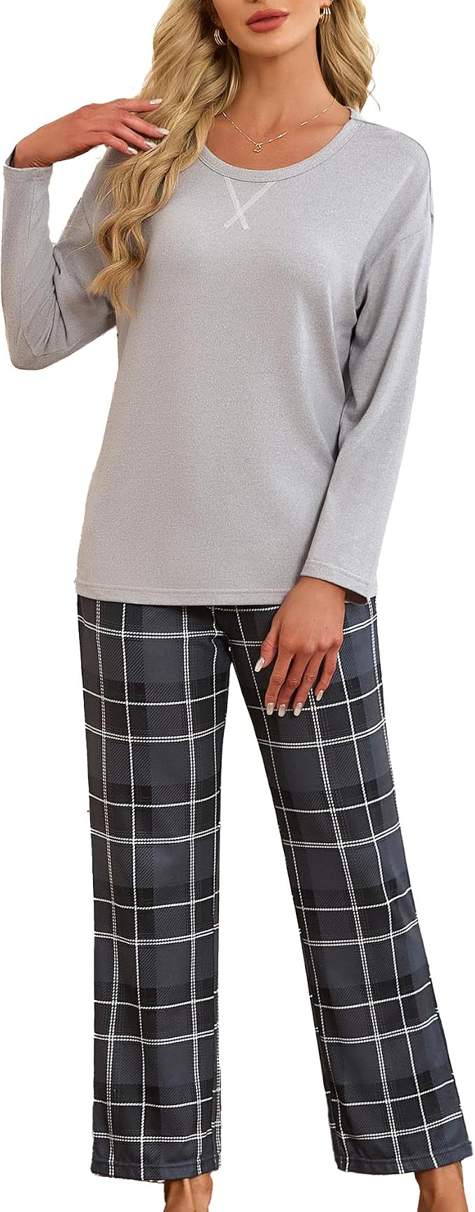 Light Grey Mel./Black Grey Plaid
