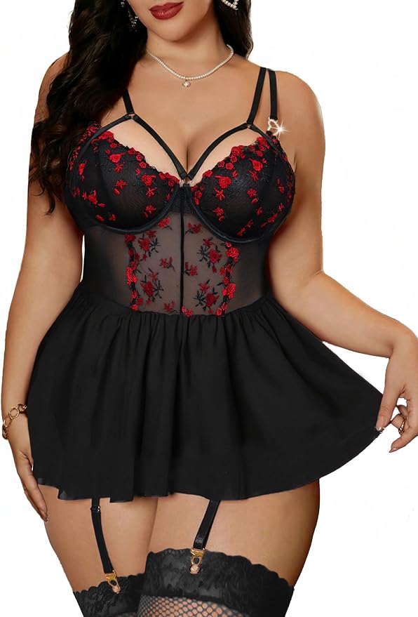 Black Red Embroidery