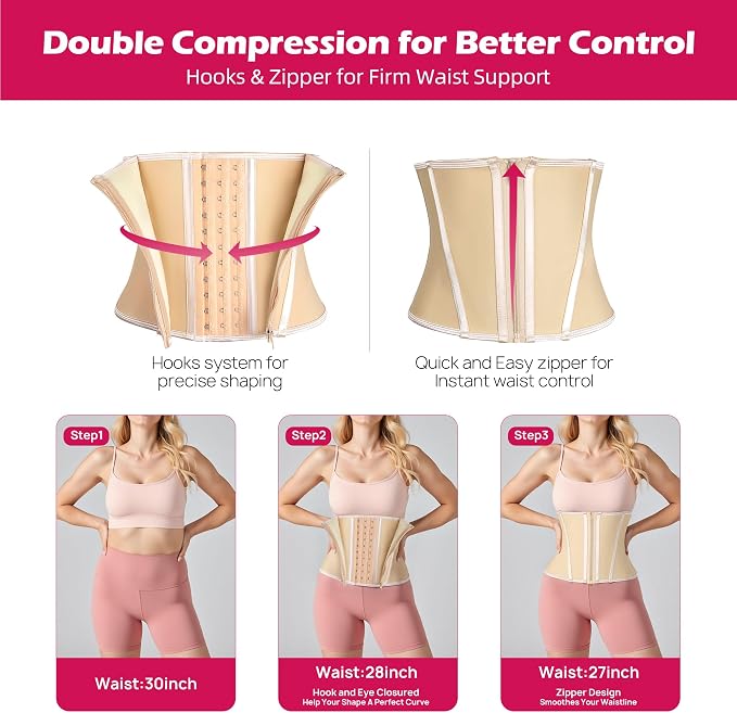 Beige (9'' Short Torso, 9 Steel Bones, Zipper)