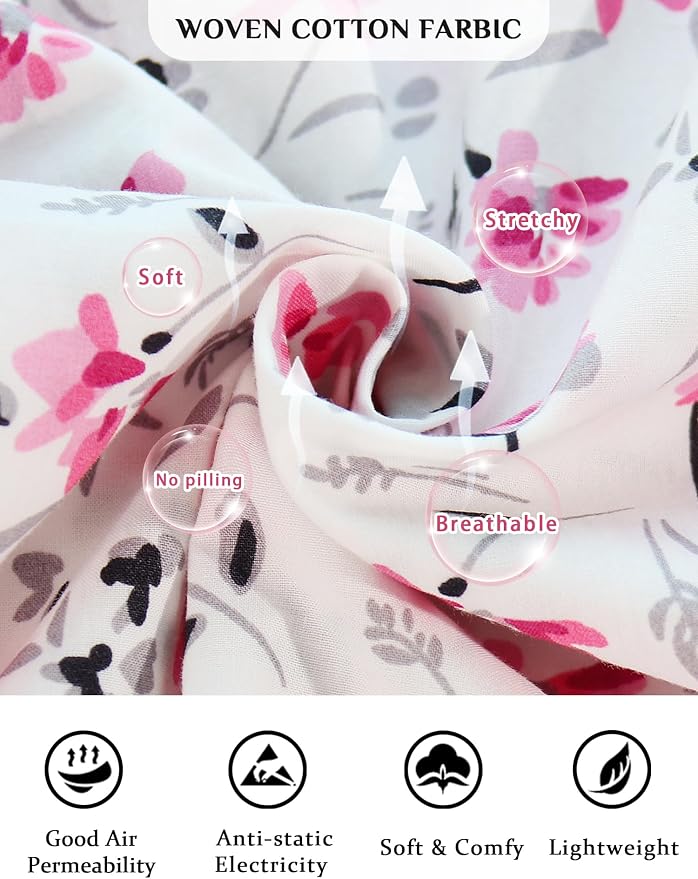 Woven-100% Cotton Red Flowers, Black Leaves
