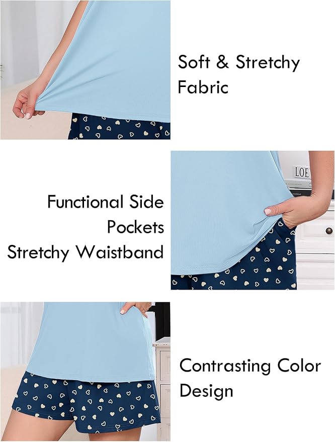 Navy Blue Heart Print