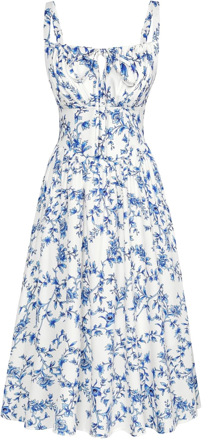 White Blue Floral