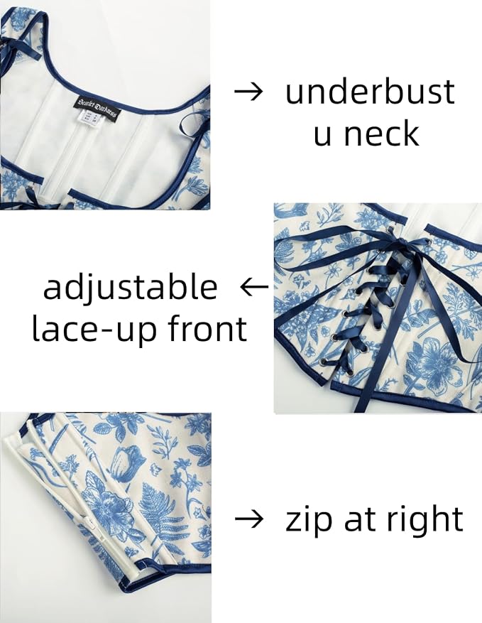 Beige Blue Floral