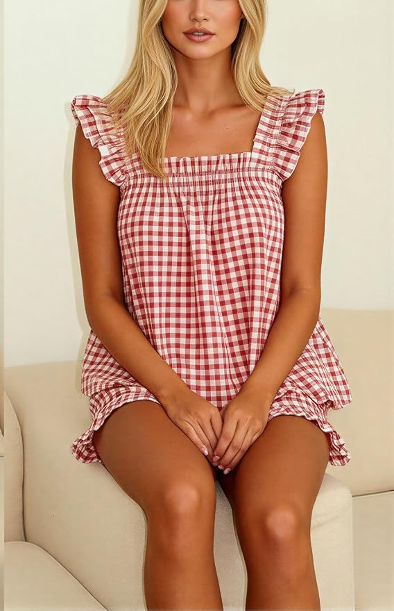 H-ruffle Red Plaid