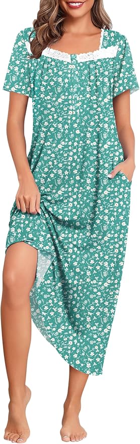 Green White Floral