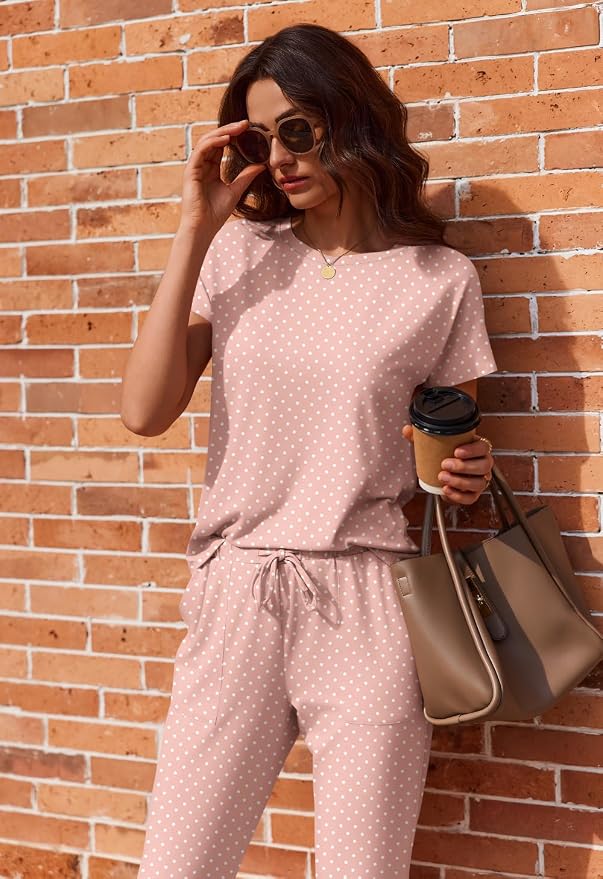 Gray Stripe/Pink Dots