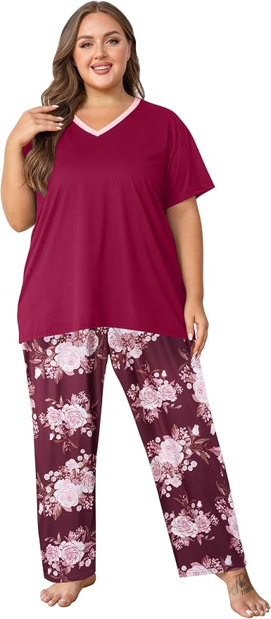 Pink Floral/Wine Red