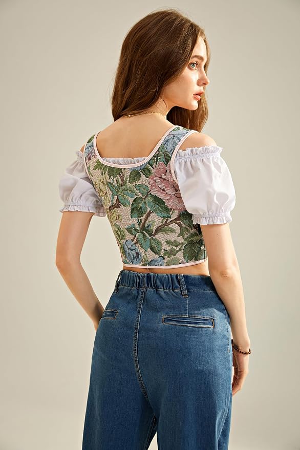 Beige Green Floral