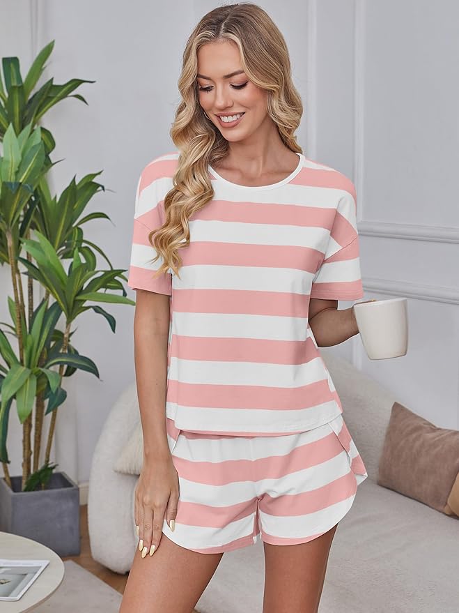 Pink White Wide Striped