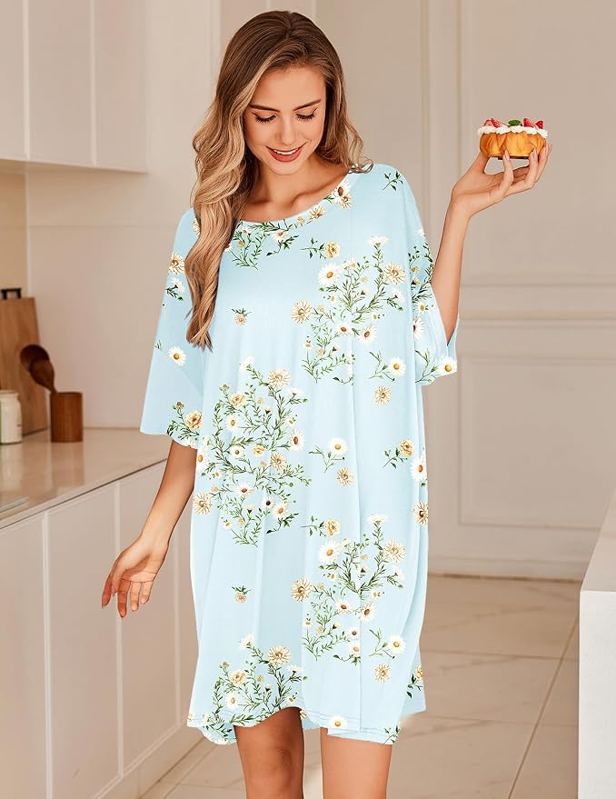 Cyan White Florals