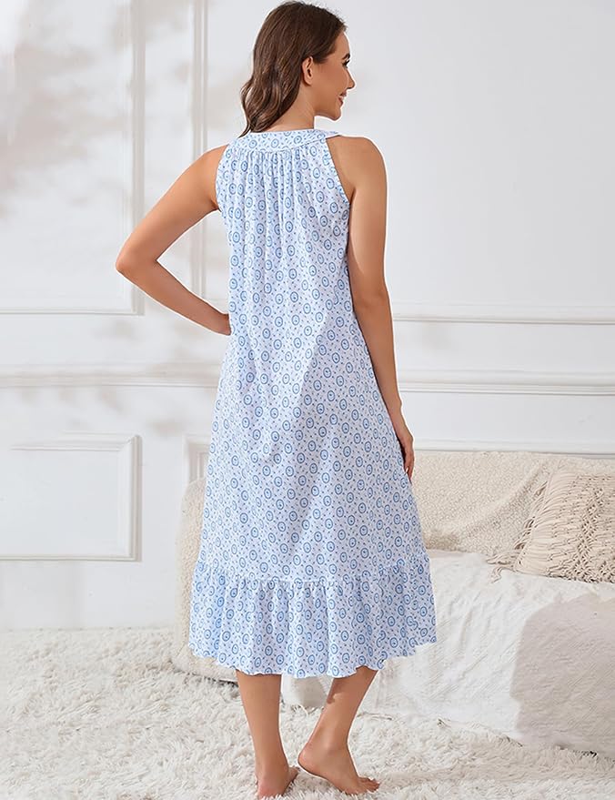 100% Cotton White Background, Blue Size Dots